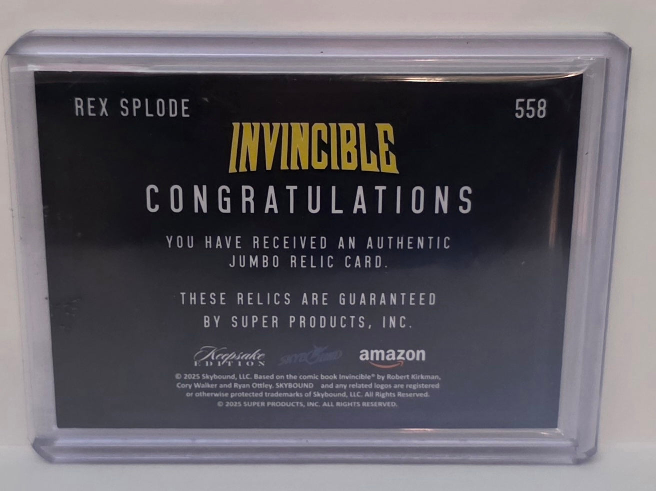 Keepsake trading Card- Invincible Jumbo